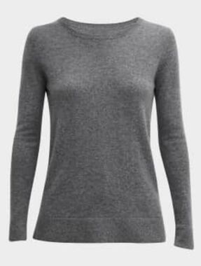 Neiman Marcus Cashmere Collection Charcoal Crewneck Sweater - Gray